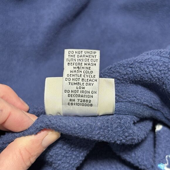 Vtg Holiday Fleece Jacket Women L Blue Snowman Christmas Festive Grandmacore 90s - Picture 12 of 12